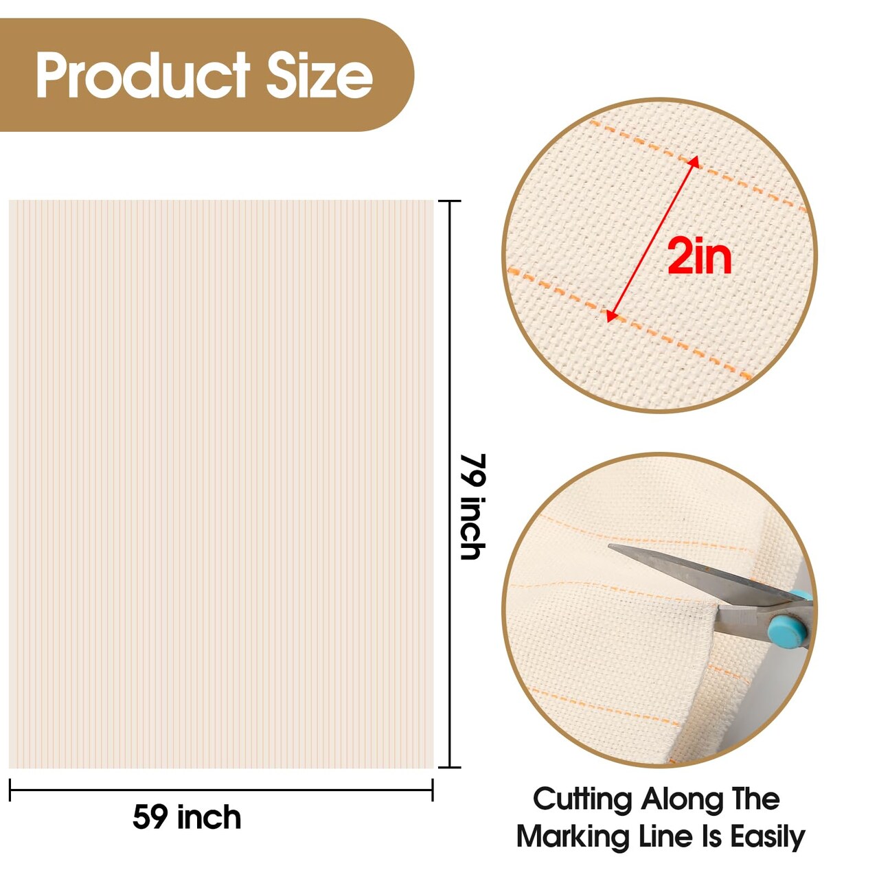 Primary Tufting Cloth with Marked Lines for Tufting Guns, Four Edges Sewn Monks Cloth for Punch Needle Tufting Rug DIY Crafts